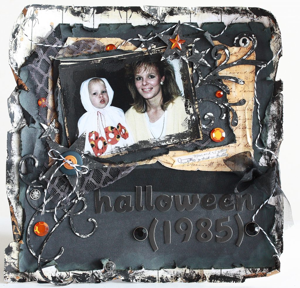 Halloween shabby chic goth scrapbook layout