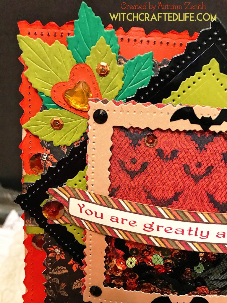 Halloween Heartfelt Thanks Bat Sequins Shaker Card 