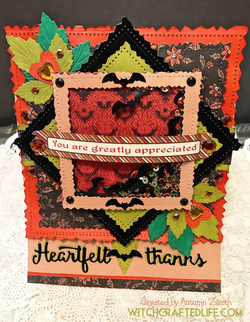 Halloween Heartfelt Thanks Bat Sequins Shaker Card 