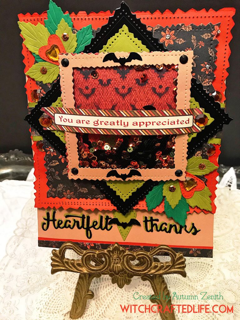 Heartfelt Thanks Bat Sequins Shaker Card