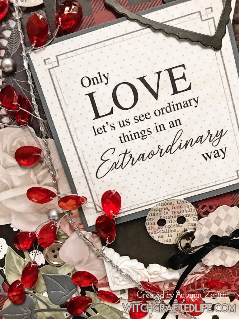 Only Love Lets Us See pet themed shabby chic layered scrapbook page