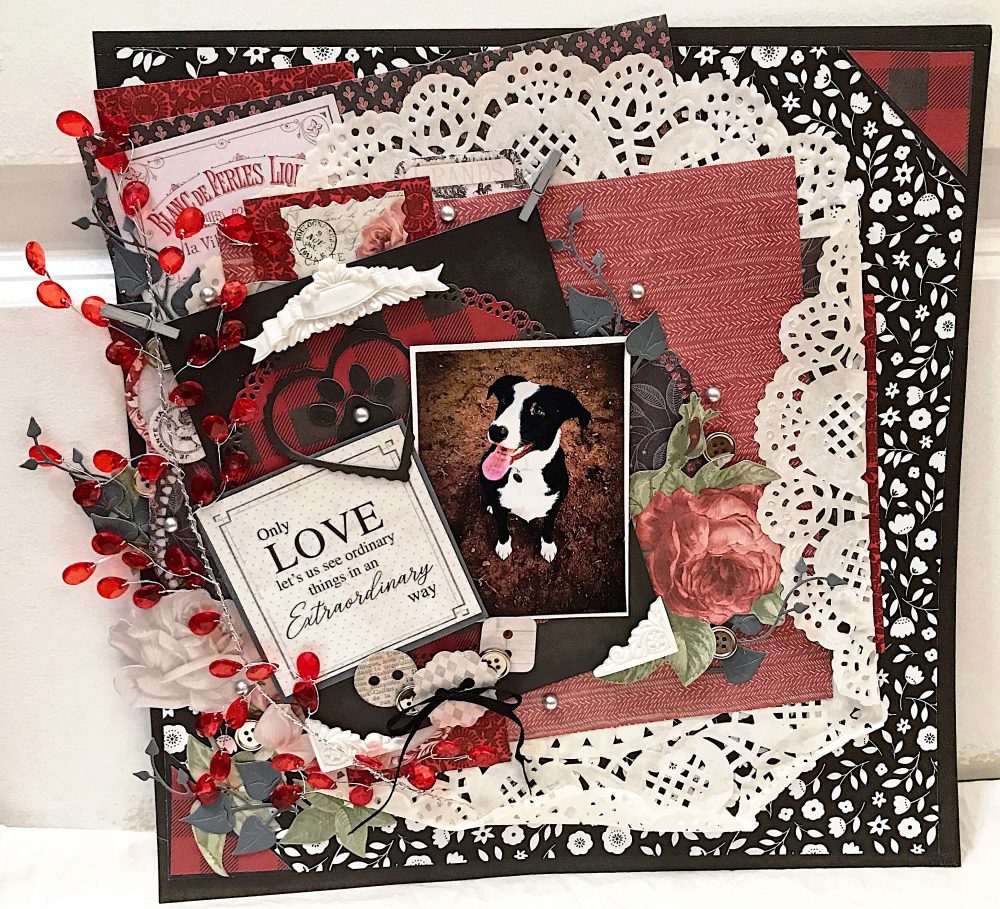 Only Love Lets Us See pet themed scrapbook page by Autumn Zenith