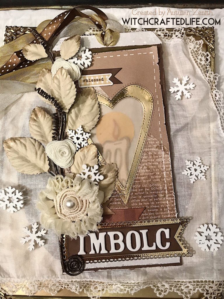 Shabby chic oversized lit from within candle tag for Imbolc