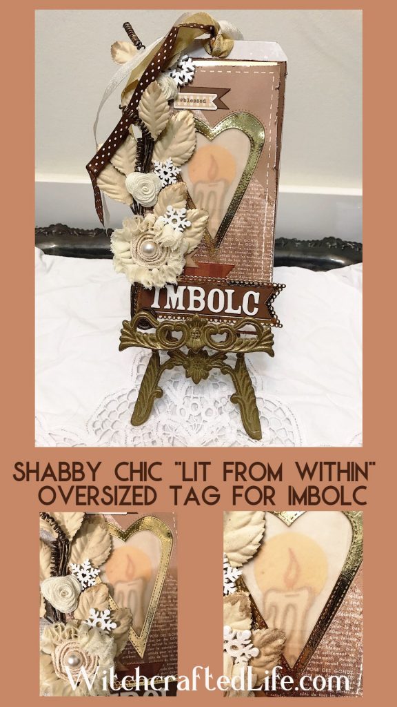 How to make a shabby chic candle themed tag for Imbolc 