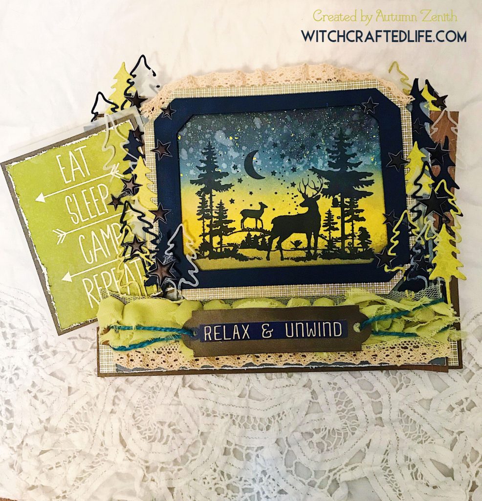 Handmade ink blended woodland deer summer card