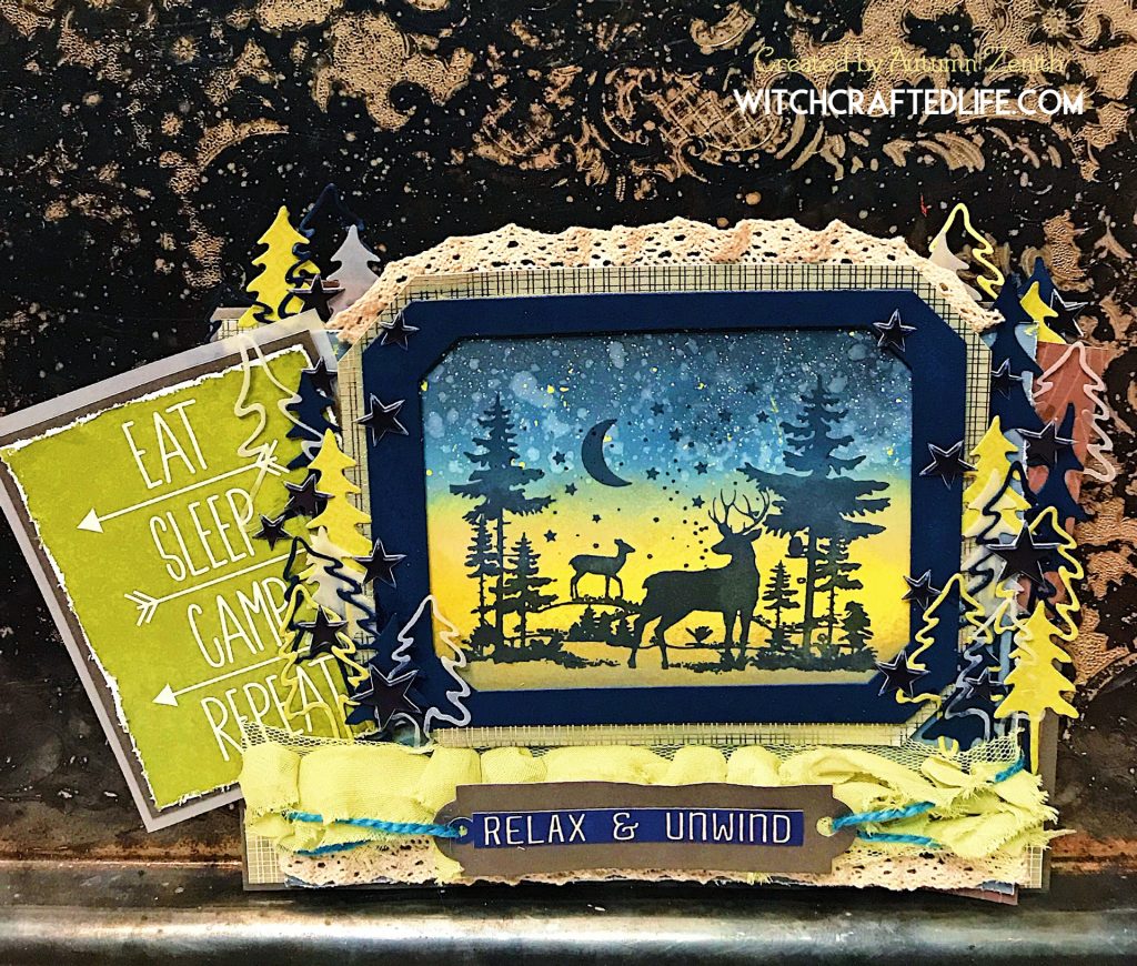 Handmade ink blended woodland deer summer card