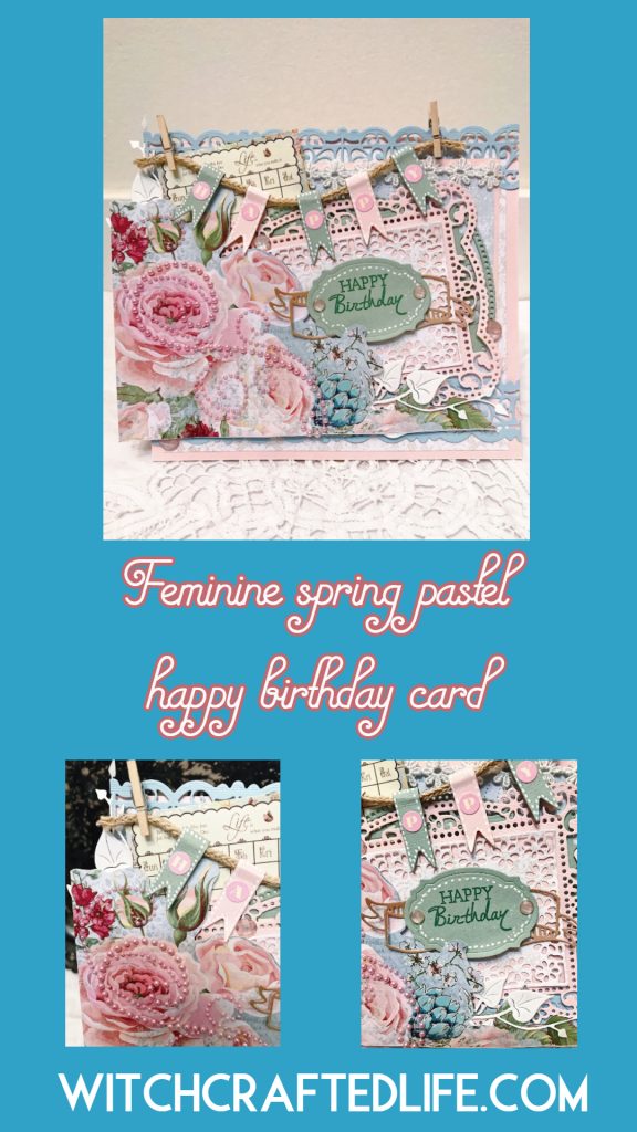 Feminine, shabby chic spring pastel birthday card