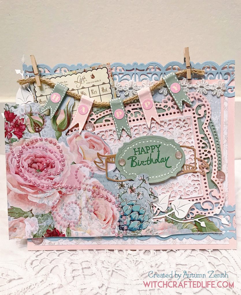 Feminine, shabby chic spring pastel birthday card