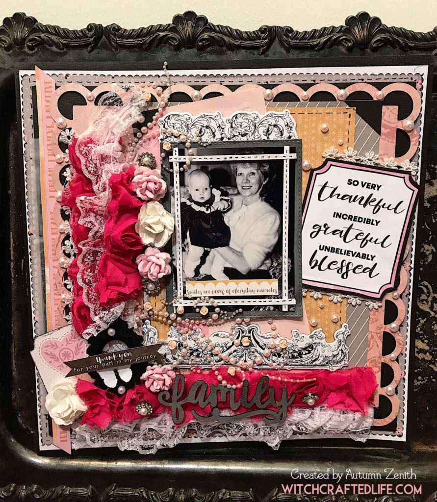 Shabby chic grandma and grandchild scrapbook layout