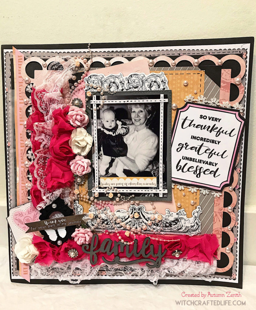 Shabby chic grandma and grandchild scrapbook layout