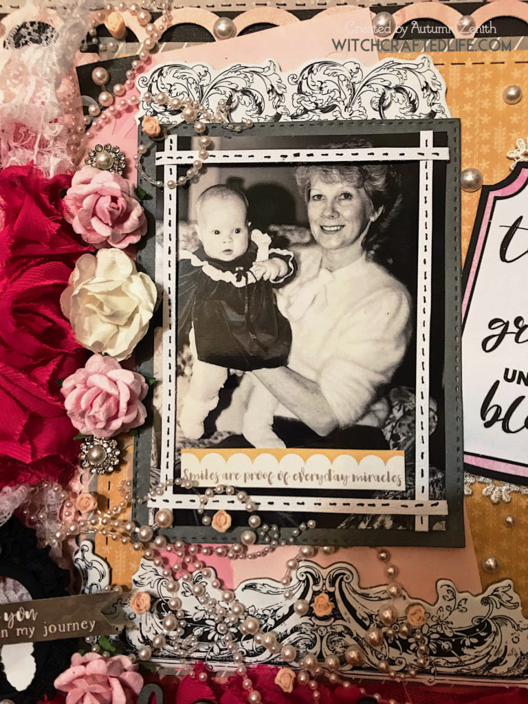 Shabby chic grandma and grandchild scrapbook layout