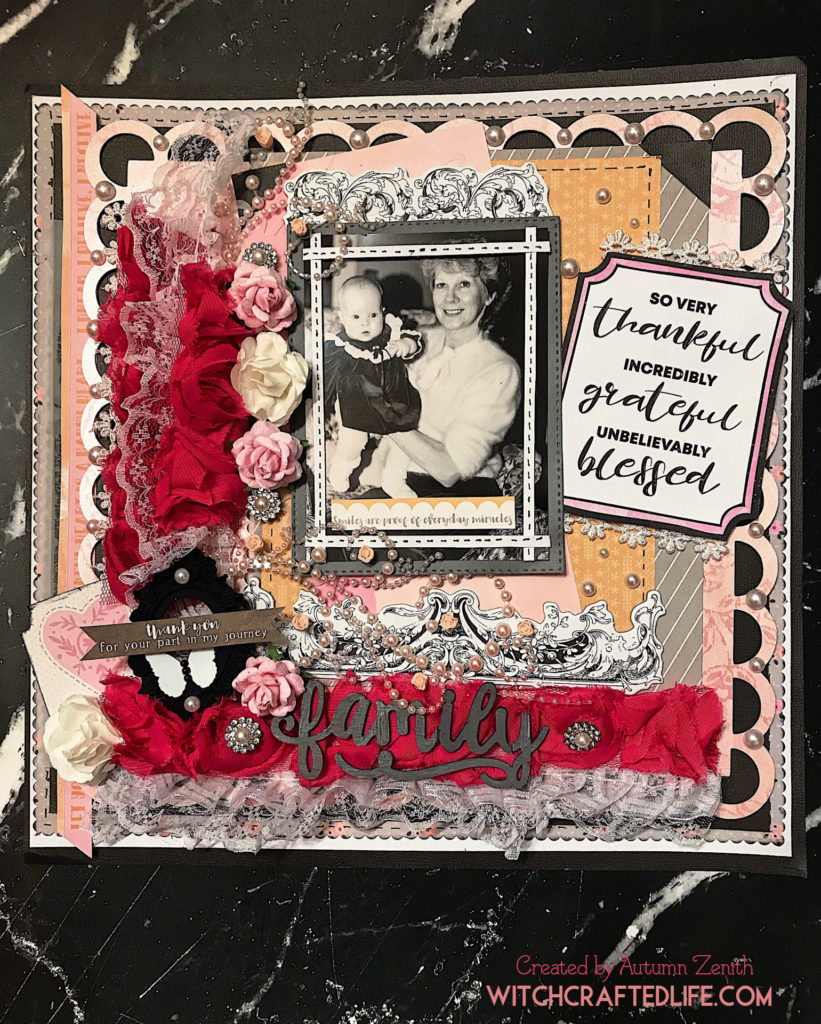 Shabby chic grandma and grandchild scrapbook layout