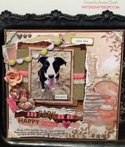 The Park is My Happy Place Cute Shabby Chic Pet Themed Scrapbook Page
