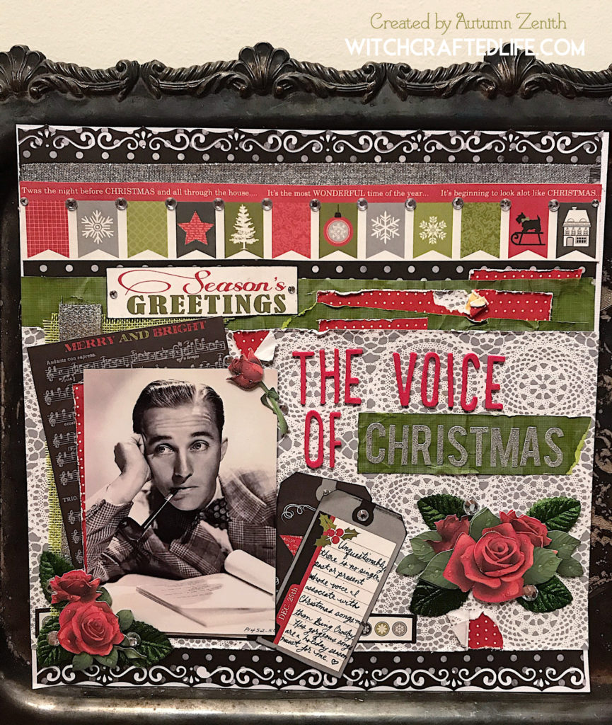 The Voice of Christmas Bing Crosby music themed scrapbook page - Christmas in July layout