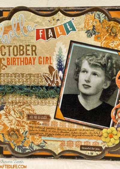 October Birthday Girl Heritage Scrapbook Layout