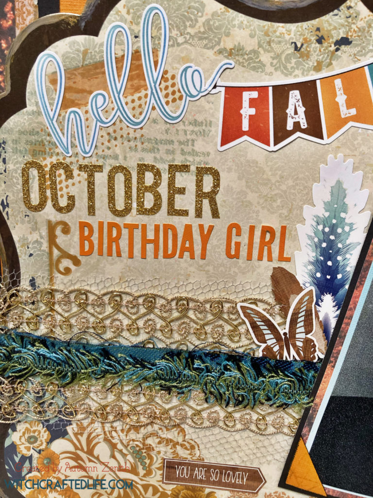 October Birthday Girl Heritage Scrapbook Page - fall themed vintage family photo layout.