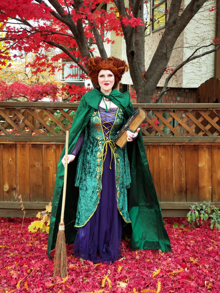 Real life witch Autumn Zenith dressed as Winifred Sanderson from the 1993 Disney movie Hocus Pocus. 