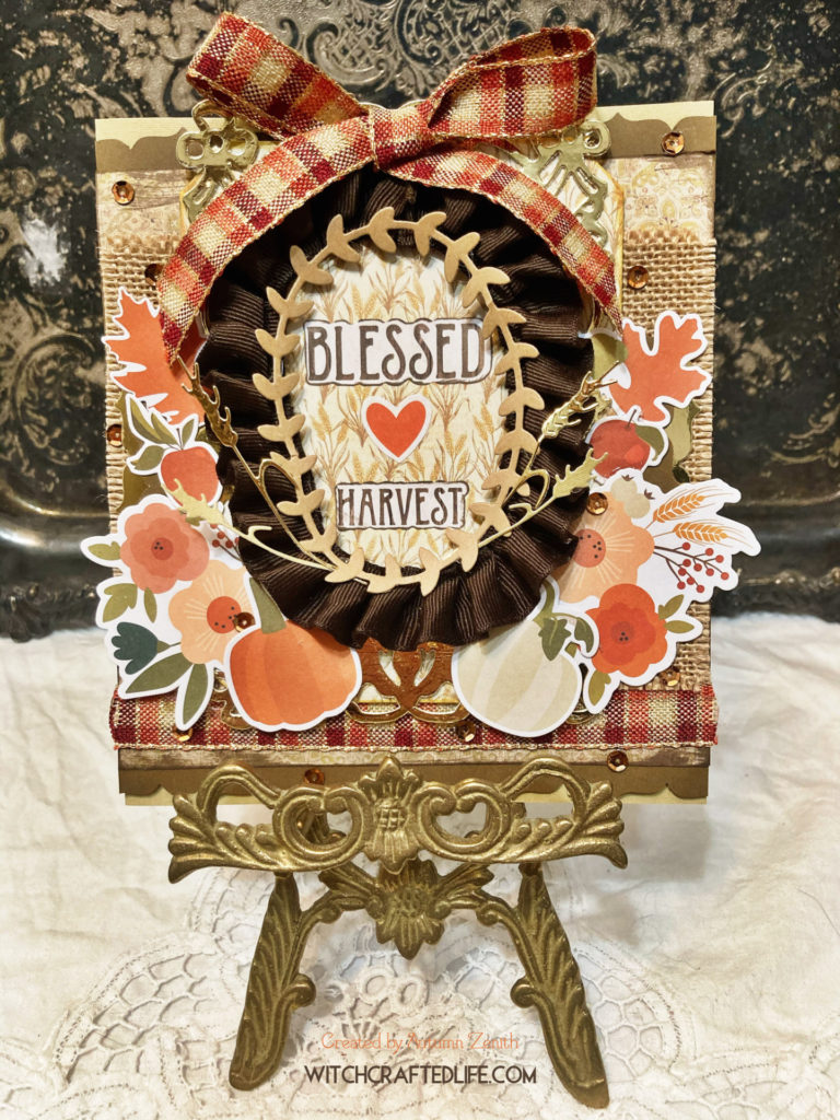 Shabby Chic Blessed Harvest Mabon Thanksgiving Card.