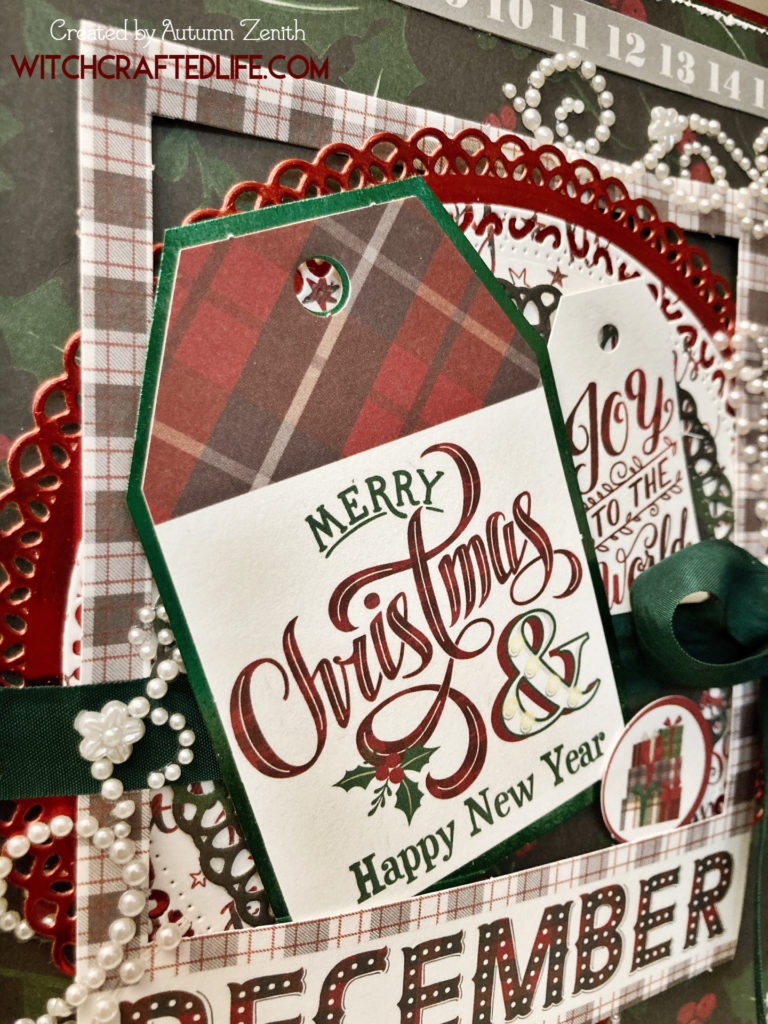 Festive shabby chic red, black, and green Christmas card
