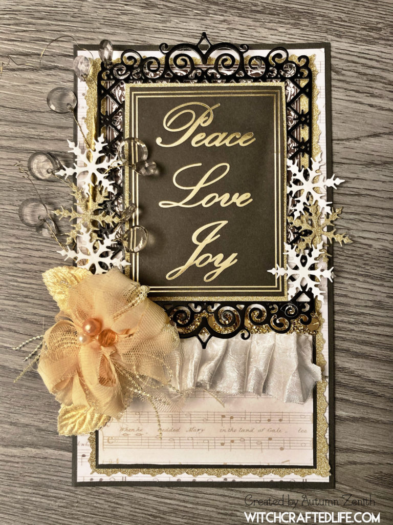 Elegant black, gold and cream handmade Christmas or New Year's card 