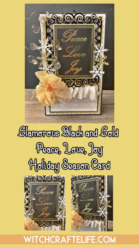 Elegant black, gold and cream handmade Christmas or New Year's card 