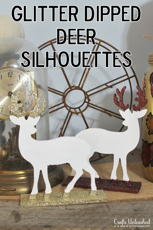 DIY Glitter Dipped Deer SIlhouette Decorations | 50 Awesome DIY Yule Decorations and Craft Ideas You Can Make for the Winter Solstice