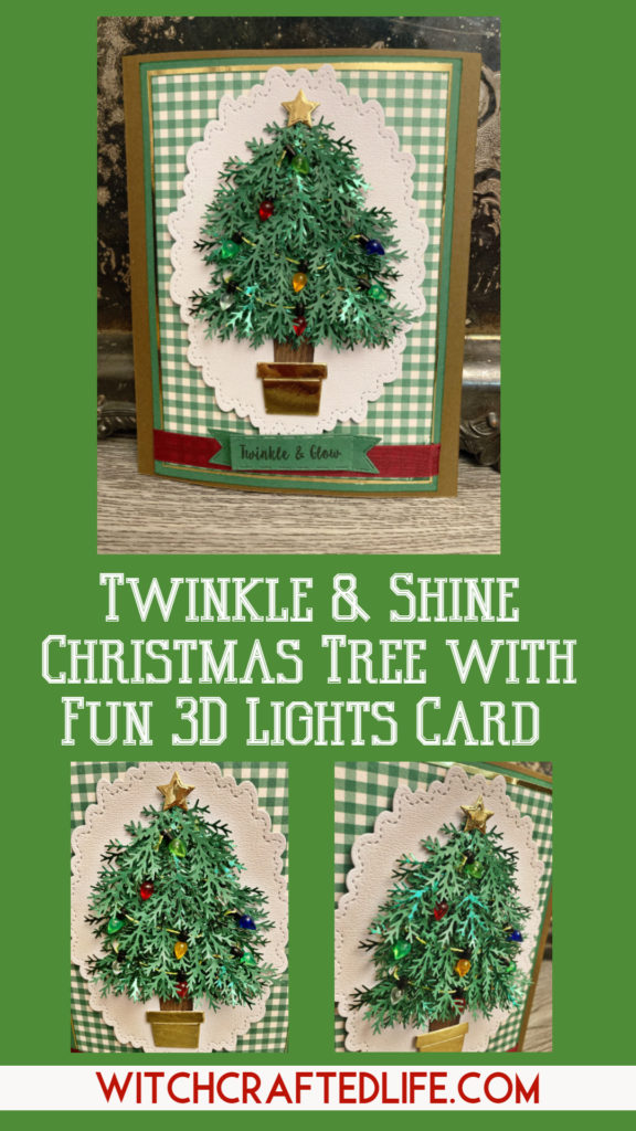 Handmade Twinkle and Shine Christmas Tree Card with Christmas Light Embellishments 