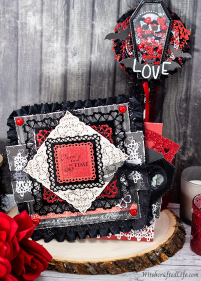 Dark and Romantic Valoween Card and Shaker Wand Set | Goth Valentine's Day Crafts