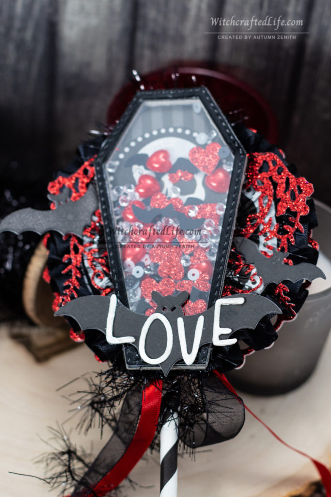 Dark and Romantic Valoween Card and Shaker Wand Set - Goth Valentine's Day Crafts