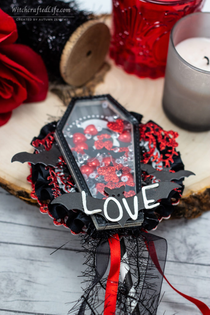 Dark and Romantic Valoween Card and Shaker Wand Set - Goth Valentine's Day Crafts