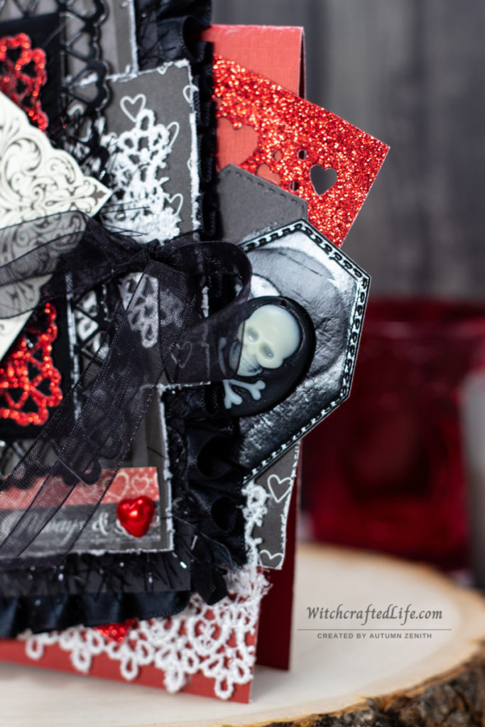 Dark and Romantic Valoween Card and Shaker Wand Set - Goth Valentine's Day Crafts