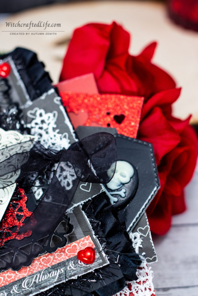 Dark and Romantic Valoween Card and Shaker Wand Set - Goth Valentine's Day Crafts