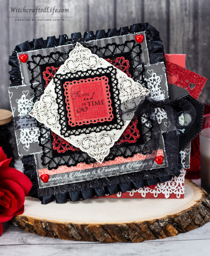 Dark and Romantic Valoween Card and Shaker Wand Set - Goth Valentine's Day Crafts