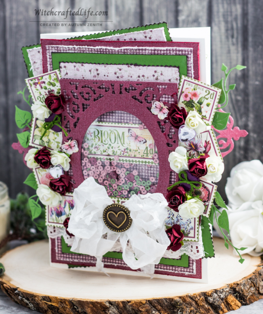 Bloom Graphic 45 Shabby Chic Spring Card with Seam Binding Bow