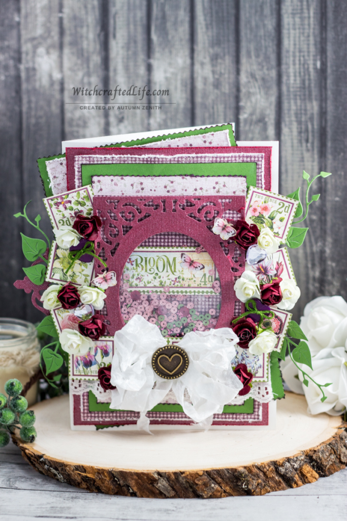 Bloom Graphic 45 Shabby Chic Spring Card with Seam Binding Bow