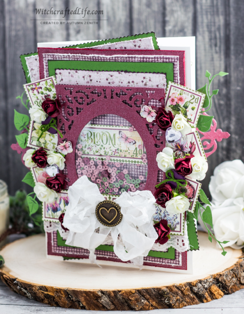 Bloom Graphic 45 Shabby Chic Spring Card with Seam Binding Bow