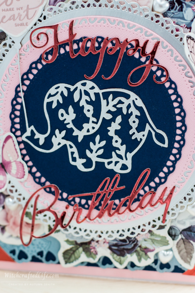 Cute handmade shabby chic Happy Birthday elephant card