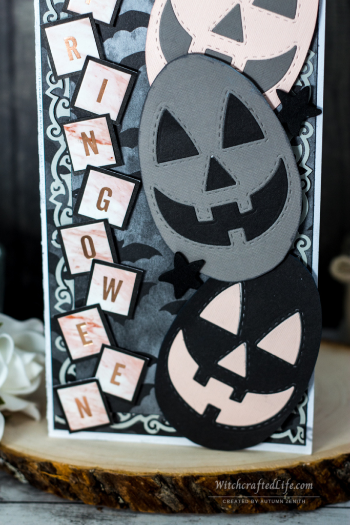 Happy Springoween Pumpkin Easter Egg Oversized Slimline Card - Goth Spring Card