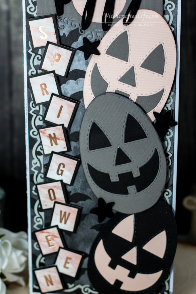 Happy Springoween Pumpkin Easter Egg Oversized Slimline Card - Goth Spring Card