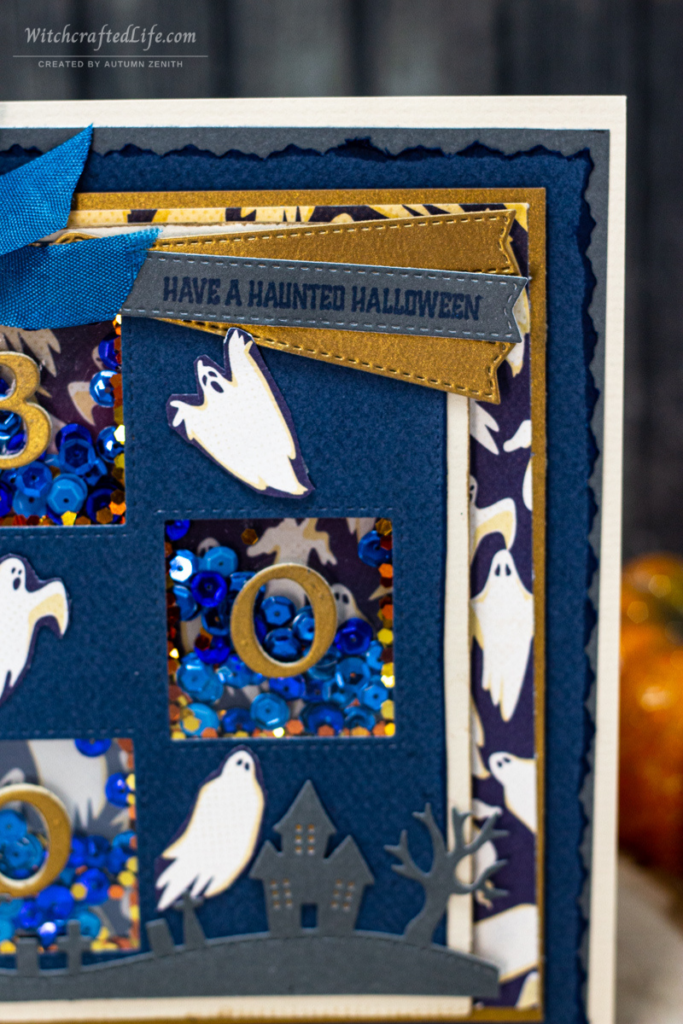 Chicly Spooky Multi-Window Halloween Ghost Shaker Card