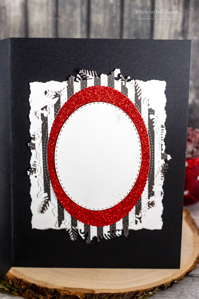 Gothic Red and Black Haunted Christmas Tree Shaker Card