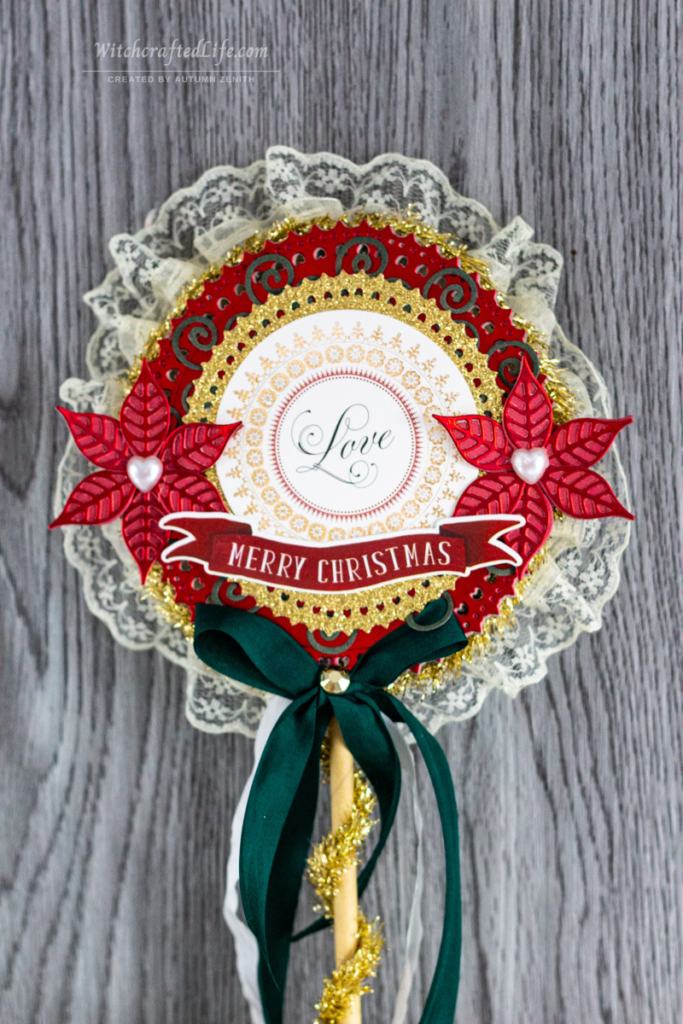 Timelessly Elegant Christmas Card with Matching Christmas Rosette Wand