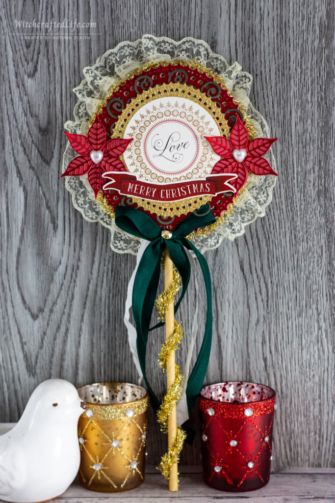 Timelessly Elegant Christmas Card with Matching Christmas Rosette Wand