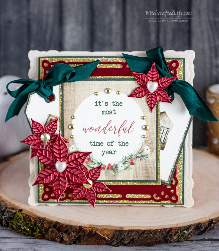 Timelessly Elegant Christmas Card with Matching Christmas Rosette Wand