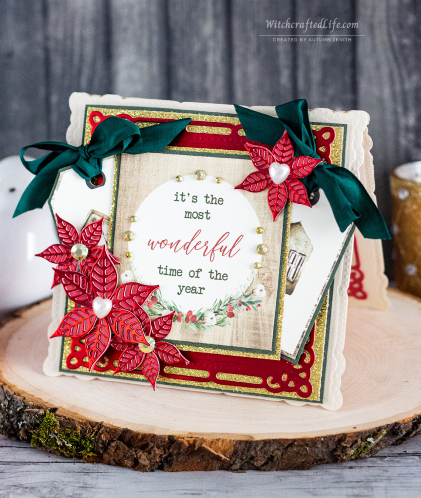 Timelessly Elegant Christmas Card with Matching Christmas Rosette Wand