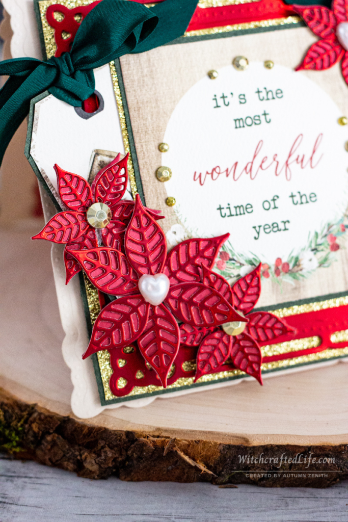 Timelessly Elegant Christmas Card with Matching Christmas Rosette Wand