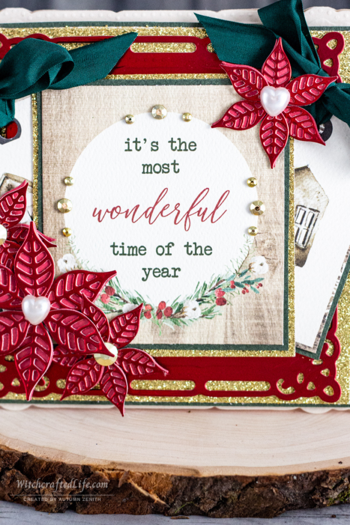 Timelessly Elegant Christmas Card with Matching Christmas Rosette Wand