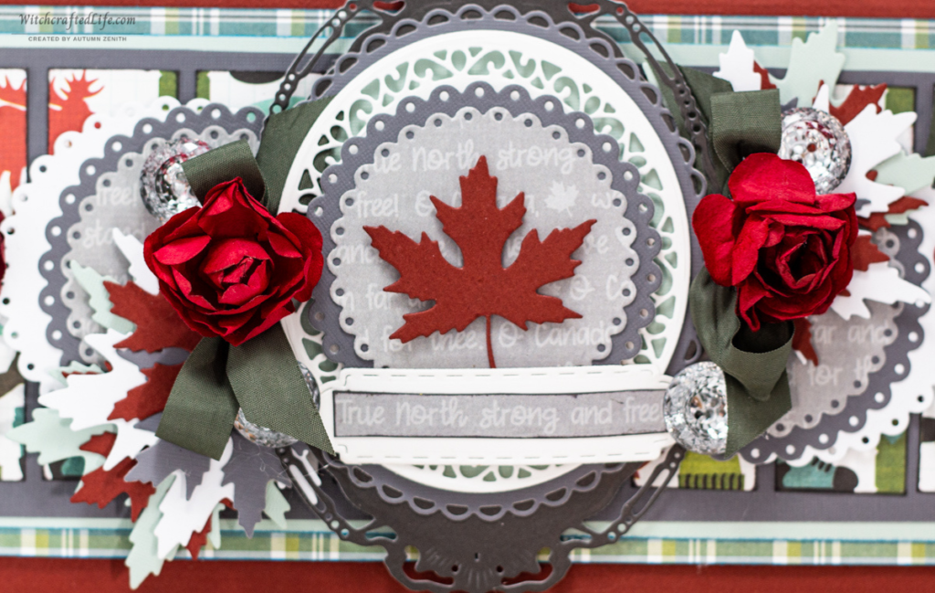 Beautiful Rose Filled True North Strong and Free oversized slimline Canada Day card