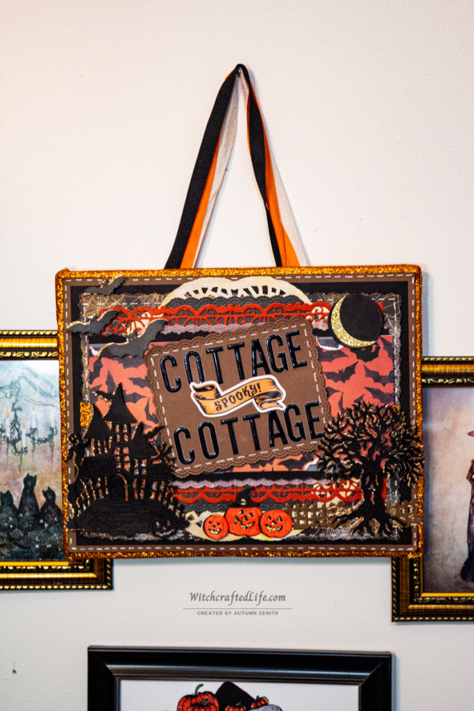 Cottage Spooky Cottage Detailed Halloween Scene Hanging Wall Sign