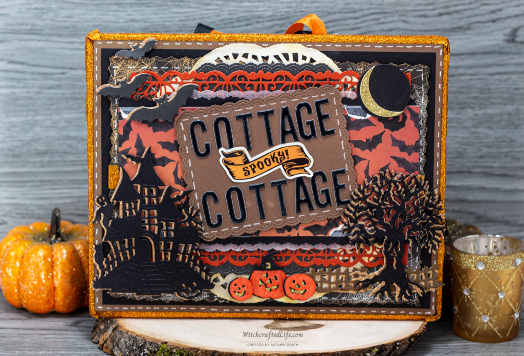 Cottage Spooky Cottage Detailed Halloween Scene Hanging Wall Sign